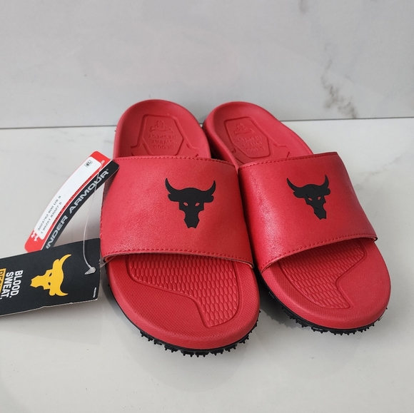 Under Armour Project Rock Slides SandalsThe Rock Dwayne Johnson BLOOD, SWEAT - Picture 4 of 6